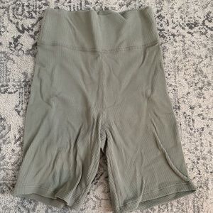 Abercrombie Sage Green Ribbed Biker Shorts